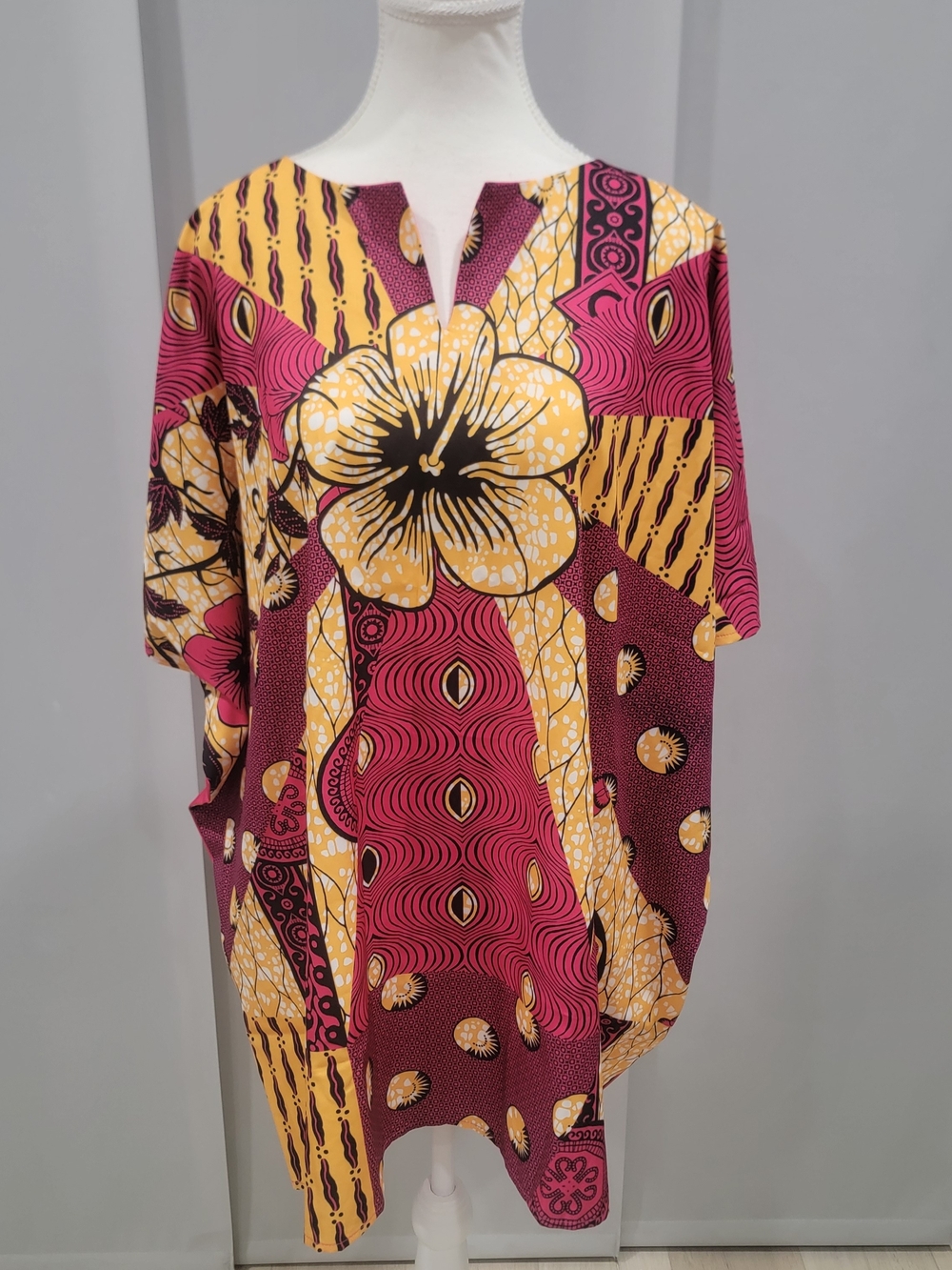 Vibrant Pink & Yellow Floral Women’s Tunic Oversize Top